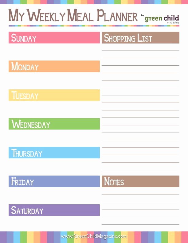 Weekly Meal Planner Template Printable Awesome Weekly Meal Planner Free Printable