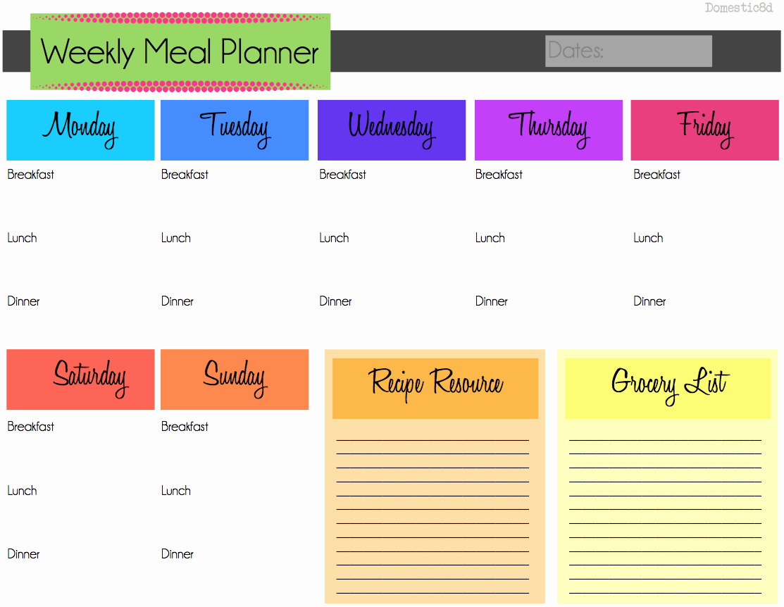 Weekly Meal Planner Template Printable Best Of Domestic8d March organization Weekly Meal Planning
