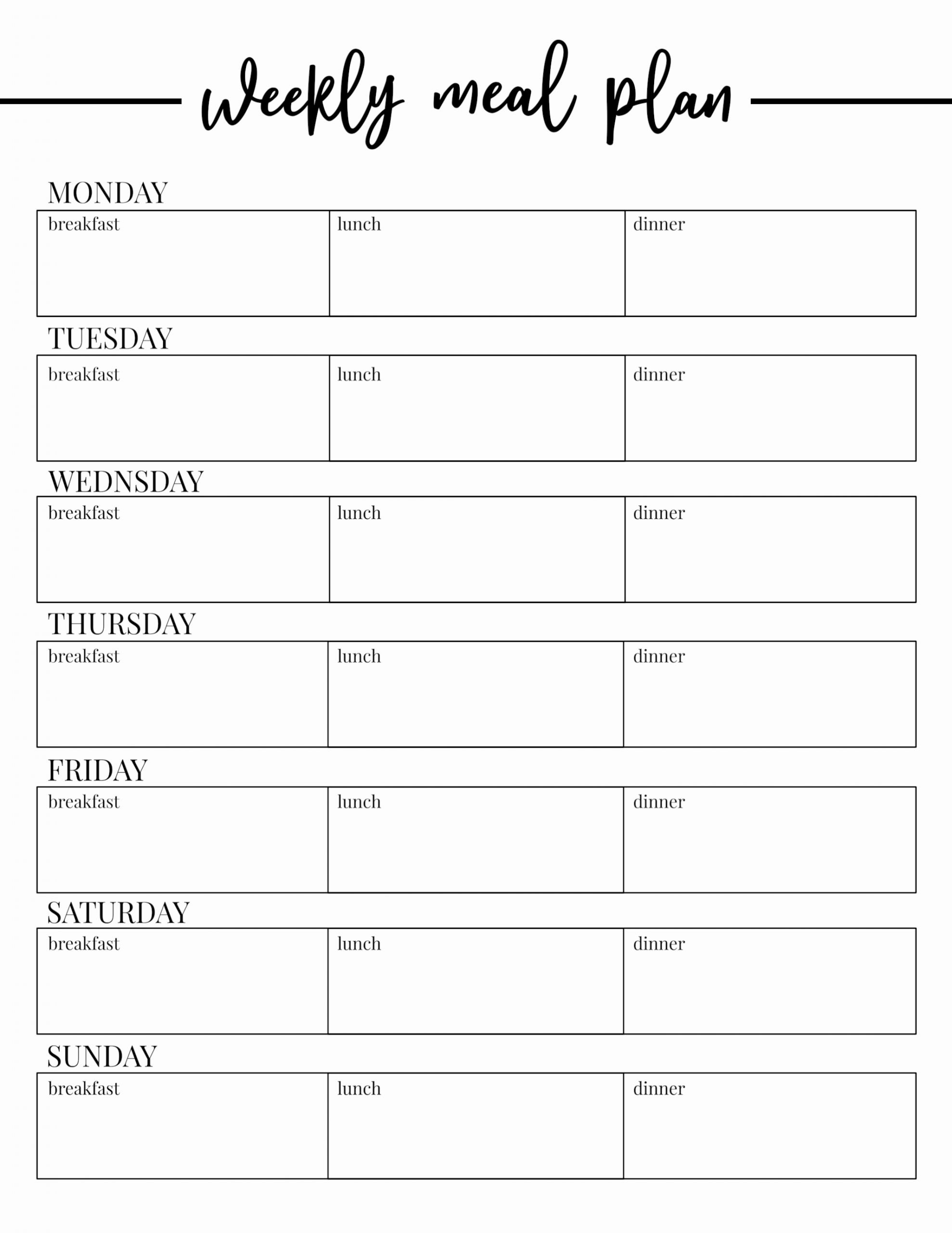 Weekly Meal Planner Template Printable Luxury Free Printable Weekly Meal Plan Template Paper Trail Design