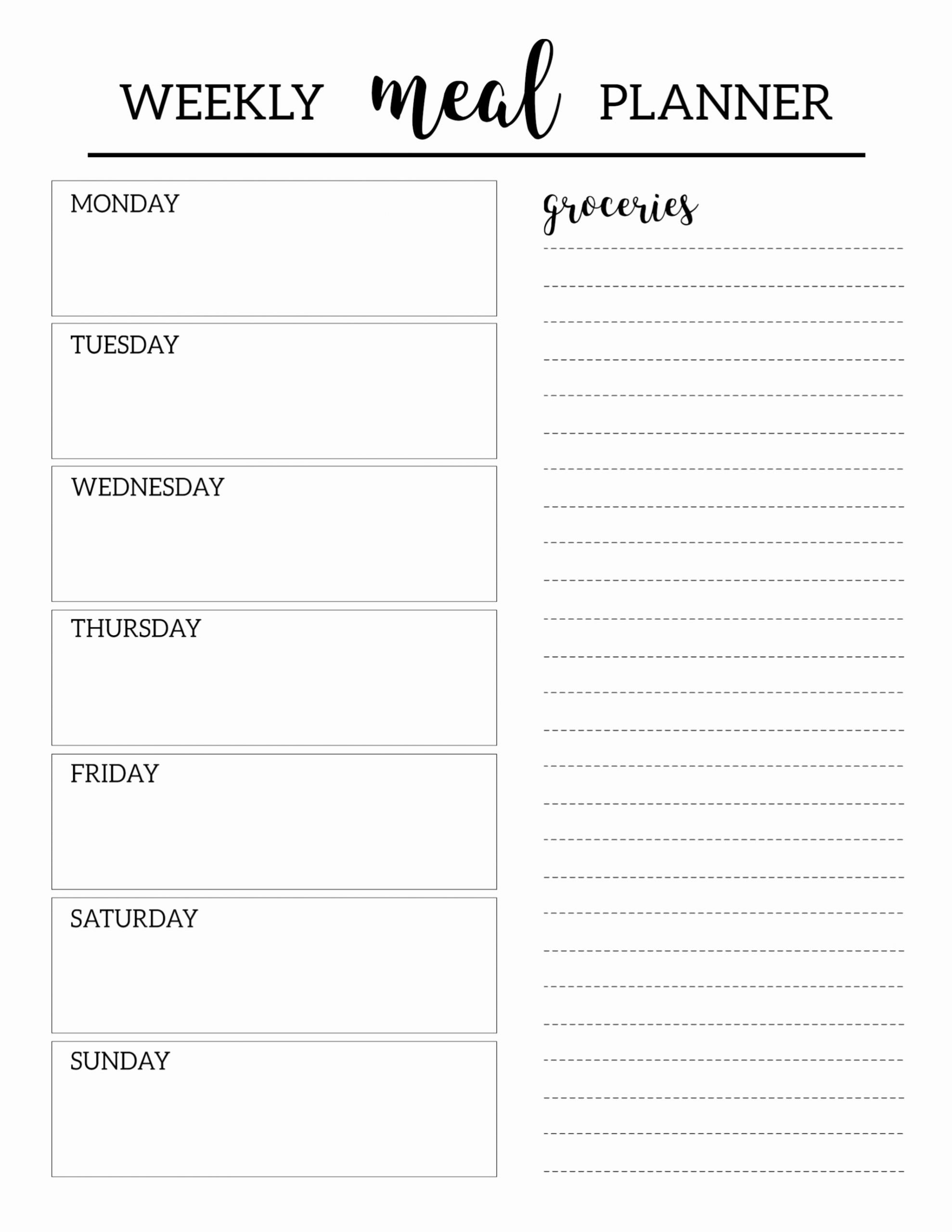 Weekly Meal Planner Template Printable New Free Printable Meal Planner Template Paper Trail Design