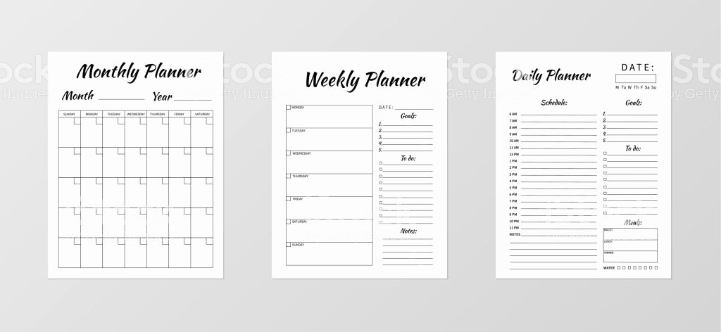 set of minimalist planners daily weekly monthly planner template blank white gm