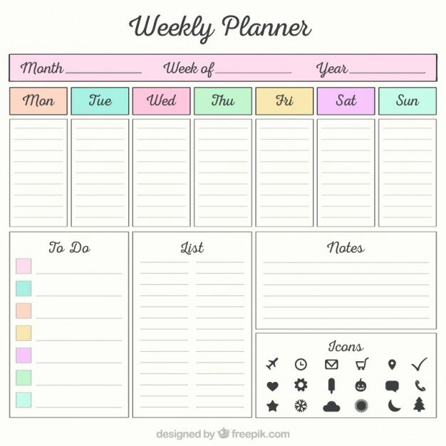 Weekly Monthly Planner Template New Weekly Planner with organizer Elements Vector