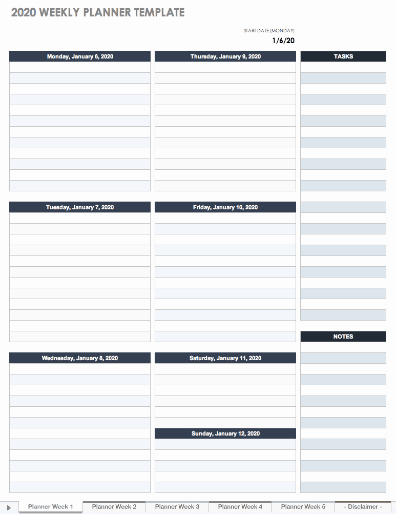 Weekly Monthly Planner Template Unique Free Blank Calendar Templates Smartsheet