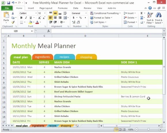 Weekly Planner Template Excel Awesome Free Monthly Meal Planner for Excel