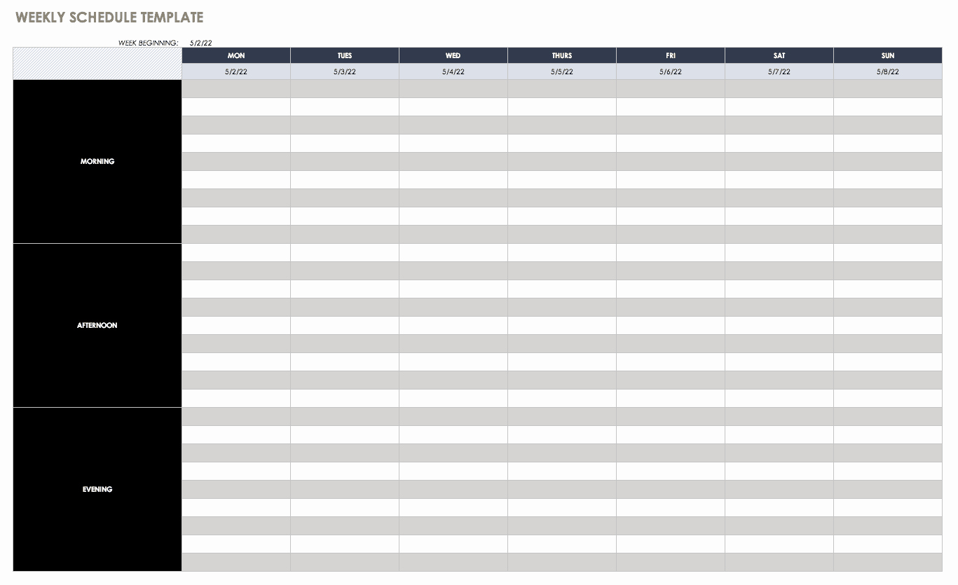 Weekly Planner Template Excel Awesome Free Weekly Schedule Templates for Excel Smartsheet