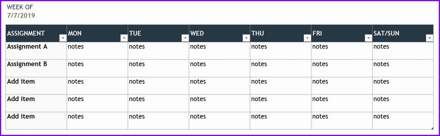 Weekly Planner Template Excel Awesome Personal Weekly Planner Template Exceltemplates