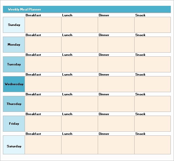 Weekly Planner Template Excel Beautiful Free 17 Meal Planning Templates In Pdf Excel