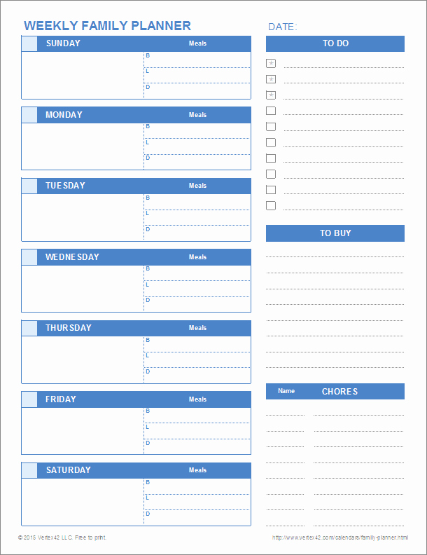 Weekly Planner Template Excel Elegant Printable Family Planner Templates for Excel