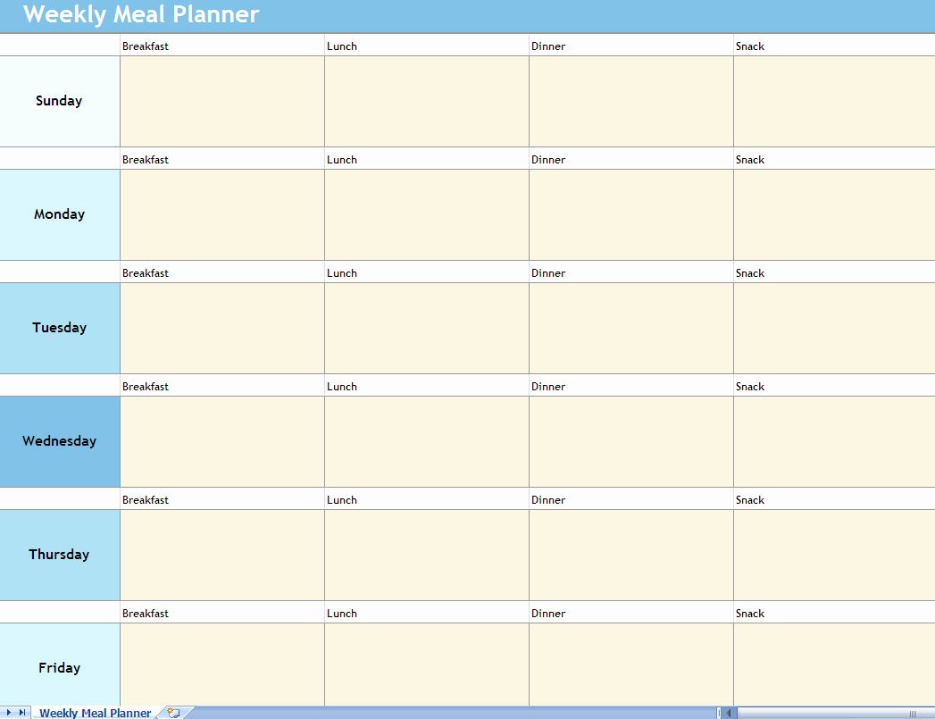 Weekly Planner Template Excel Lovely Weekly Meal Planner Excel Spreadsheet