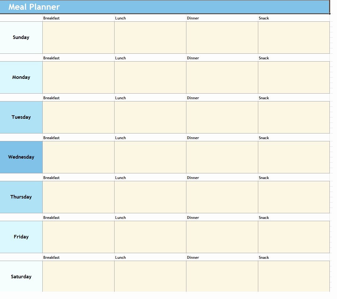 Weekly Planner Template Excel Lovely Weekly Meal Planner Template Sample