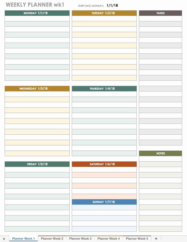 Weekly Schedule Planner Template Luxury Free Excel Calendar Templates