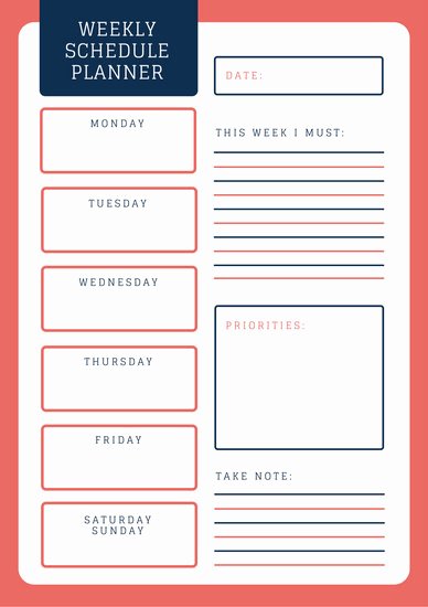 Weekly Schedule Planner Template Unique Weekly Schedule Planner Templates Canva