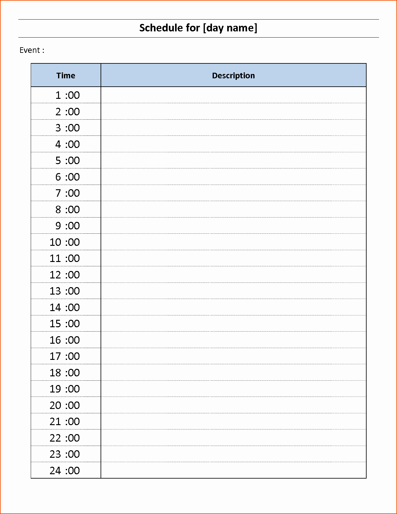 Weekly Schedule Template with Hours Best Of 5 24 Hour Schedule Template Bookletemplate