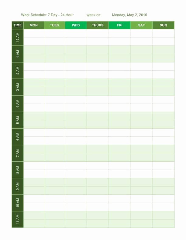 Weekly Schedule Template with Hours Fresh Free Work Schedule Templates for Word and Excel