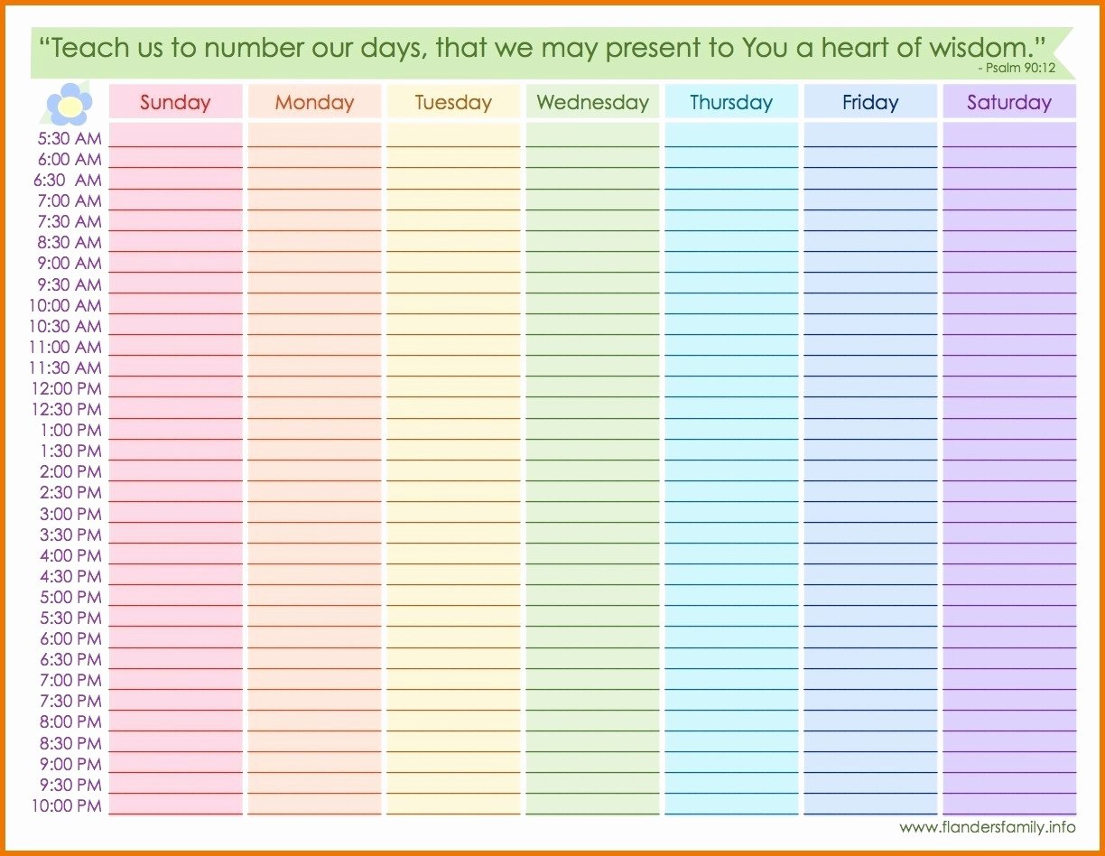 Weekly Schedule Template with Hours Lovely Calendar Template 2019
