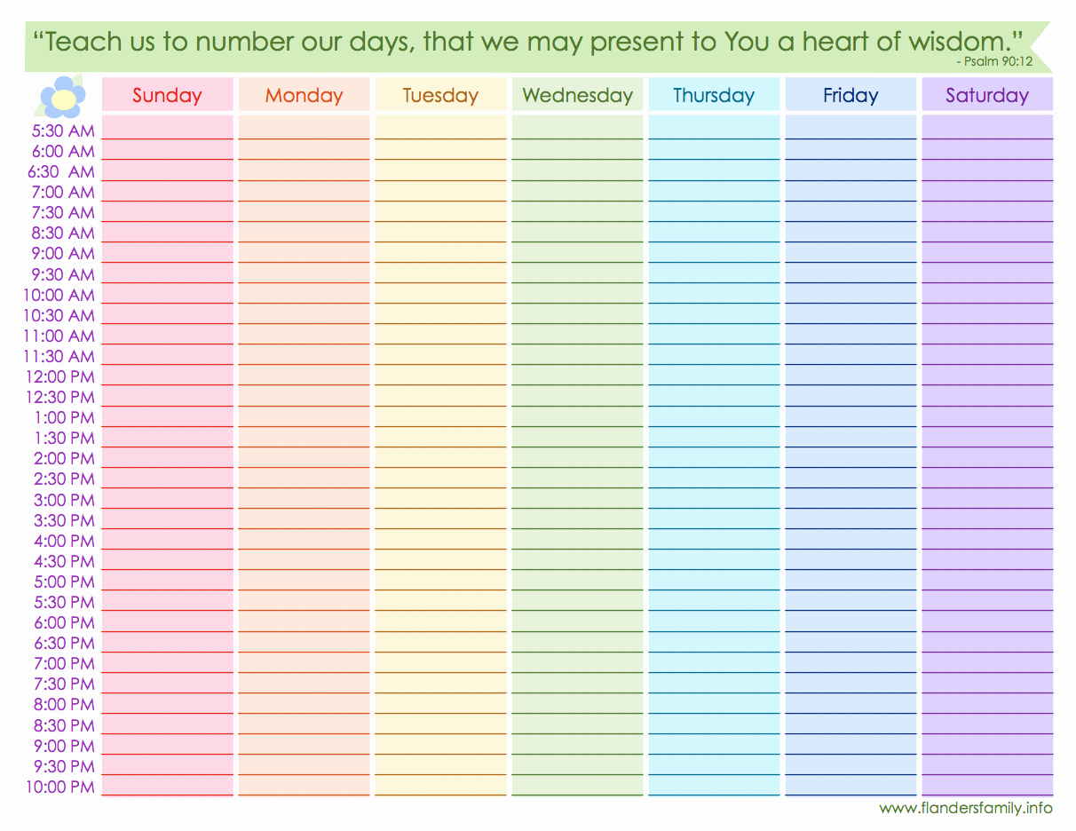 Weekly Schedule Template with Hours Lovely Weekly Schedule Free Printable Flanders Family Homelife