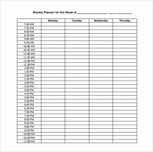 Weekly Schedule Template with Hours New Excel Weekly Hourly Schedule Template