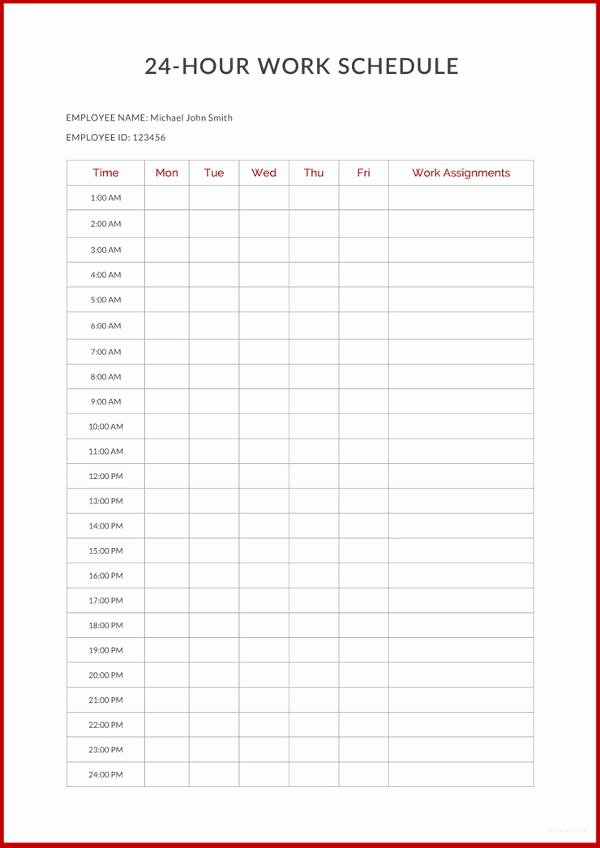 Weekly Schedule Template with Hours Unique 22 24 Hours Schedule Templates Pdf Doc Excel