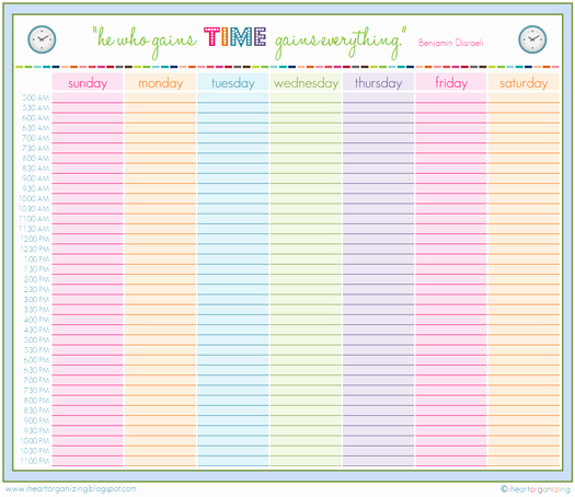 Weekly Schedule Template with Hours Unique Iheart organizing Freebie Friday Weekly Routine Printable