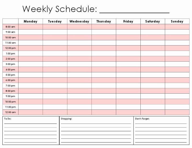 Weekly Schedule Template with Hours Unique Printable Hourly Daily Calendar Template