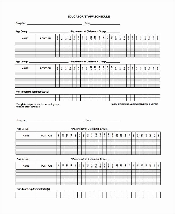 Weekly Staffing Schedule Template Beautiful Sample Staff Schedule Template 9 Free Documents