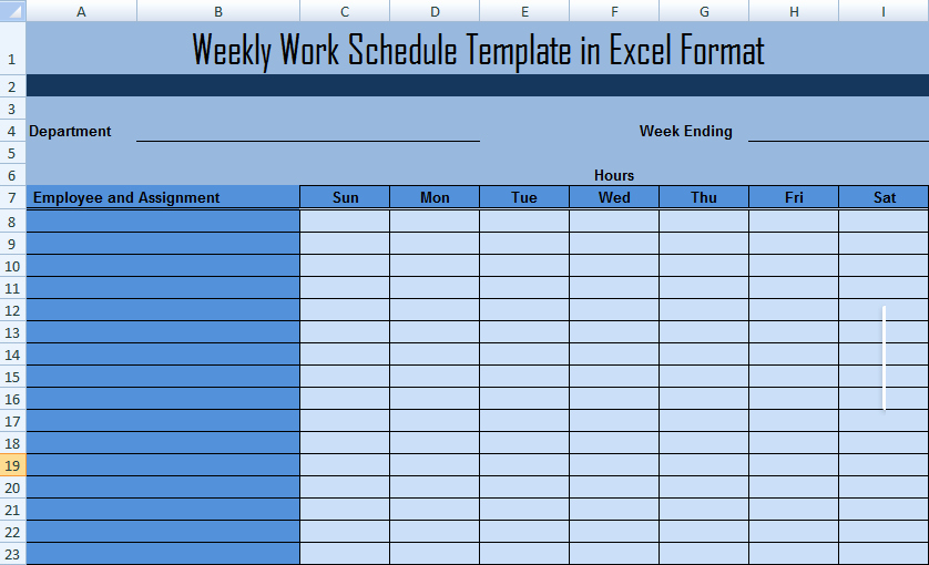 Weekly Staffing Schedule Template Elegant Work Schedule format for Project