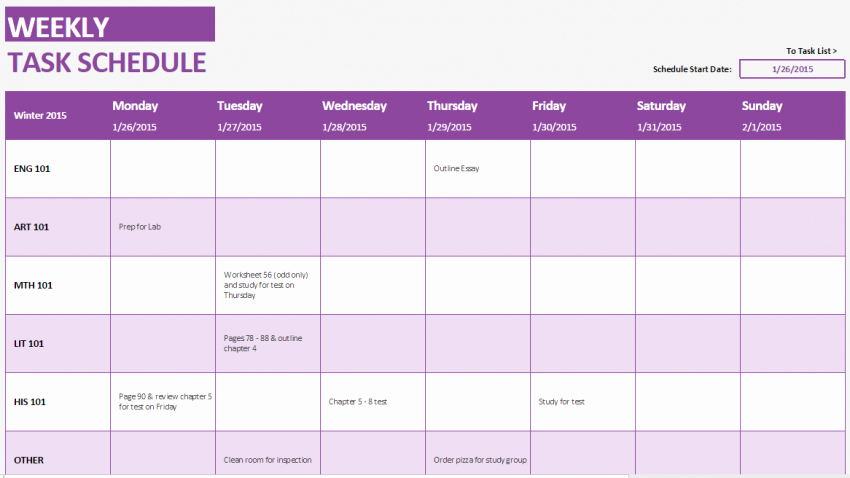 Weekly Study Schedule Template Awesome Student Weekly Schedule Template Haven