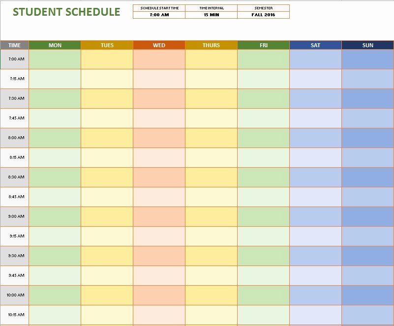 Weekly Study Schedule Template Elegant 11 Free Sample Class Schedule Templates Printable Samples
