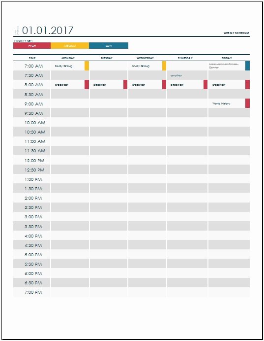 Weekly Study Schedule Template Elegant 6 Free Study Schedule Templates In Ms Excel and Ms Word format