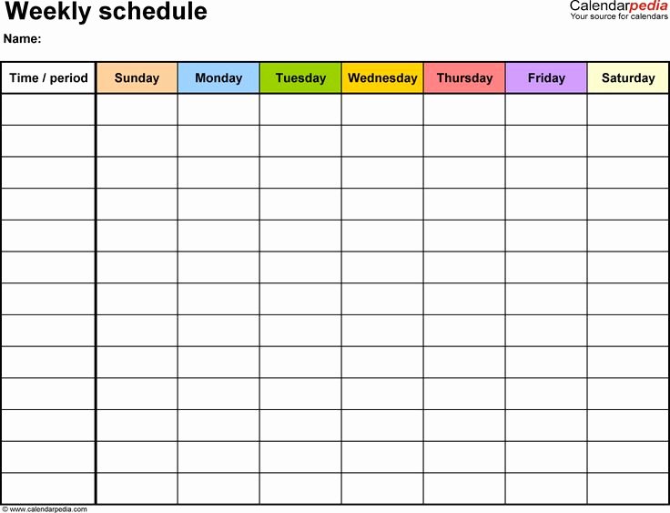 Weekly Study Schedule Template Inspirational Weekly Schedule Template for Word Version 13 Landscape 1