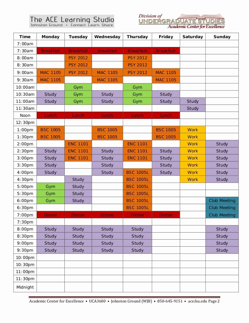 Weekly Study Schedule Template New 9 Study Plan Templates for Students