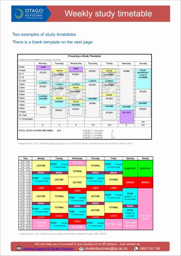 Weekly Study Schedule Template New Free 15 Study Schedule Samples &amp; Templates In Pdf