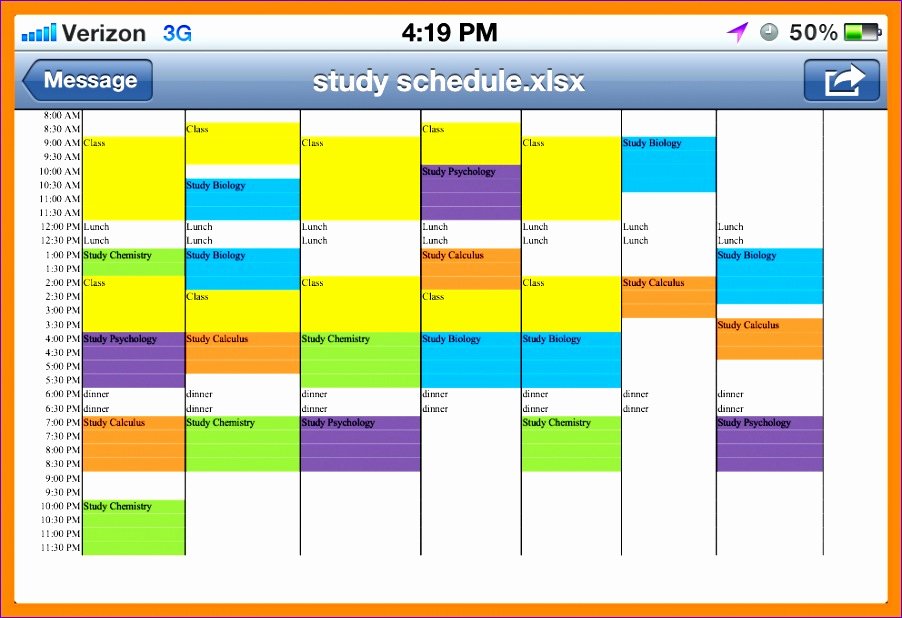 Weekly Study Schedule Template Unique 11 Weekly Planner Excel Template Download Exceltemplates