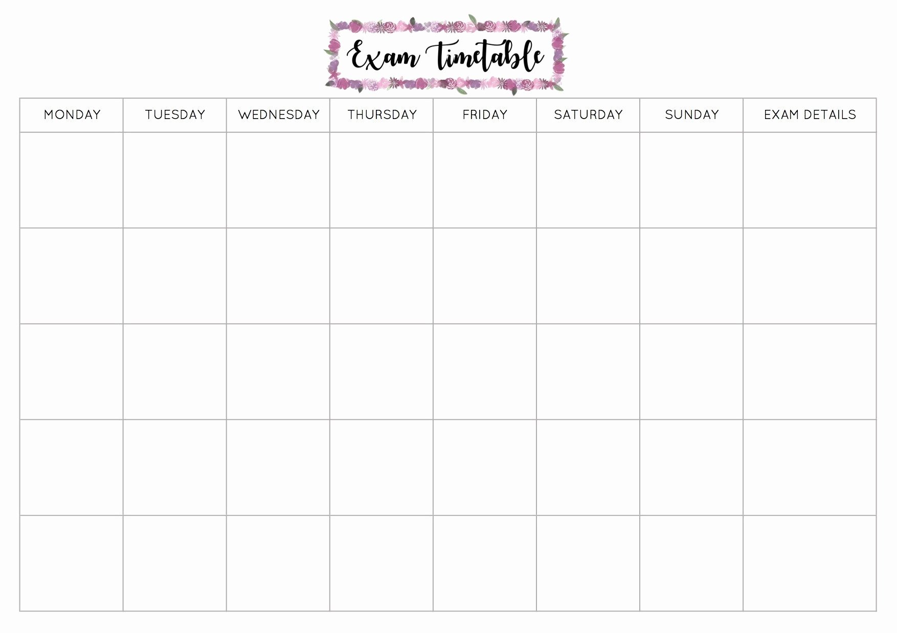 Weekly Study Schedule Template Unique Free Exam Timetable Printable – Emily Stu S
