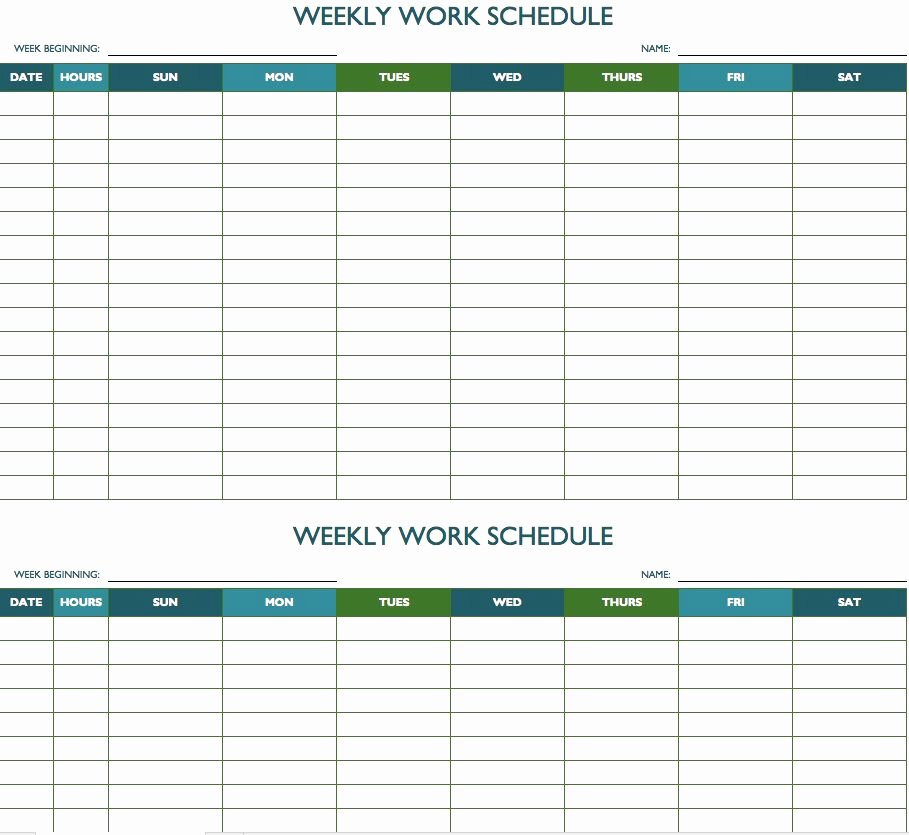 Weekly Work Schedule Template Free Inspirational Biweekly Work Schedule Template