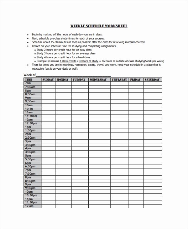 Weekly Work Schedule Template Free Lovely Sample Weekly Work Schedule Template 8 Free Documents