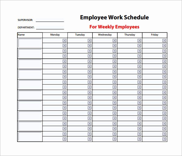 Weekly Work Schedule Template Free Lovely Weekly Work Schedule Template Pdf