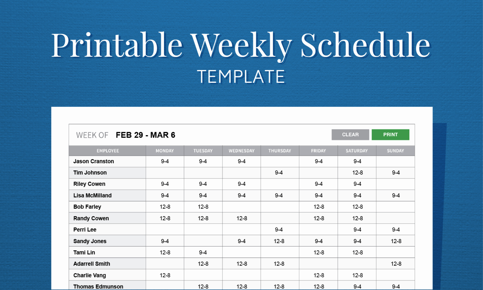 Weekly Work Schedule Template Free Luxury Staff Rota Spreadsheet Spreadsheet Downloa Staff Rota