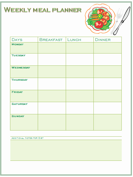 Weight Loss Meal Planner Template Best Of Diet Planner Template Word Diet Plan