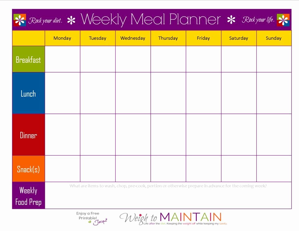 Weight Loss Meal Planner Template Inspirational Blank Weekly Meal Plan Sheet 21 Day Fix In 2019