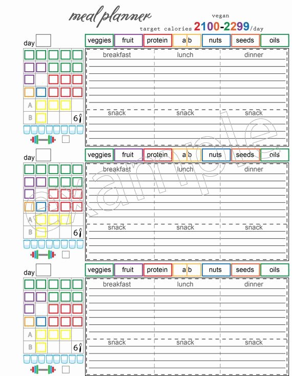 Weight Loss Meal Planner Template New Vegan Meal Planner Printable Weight Loss Journal Food