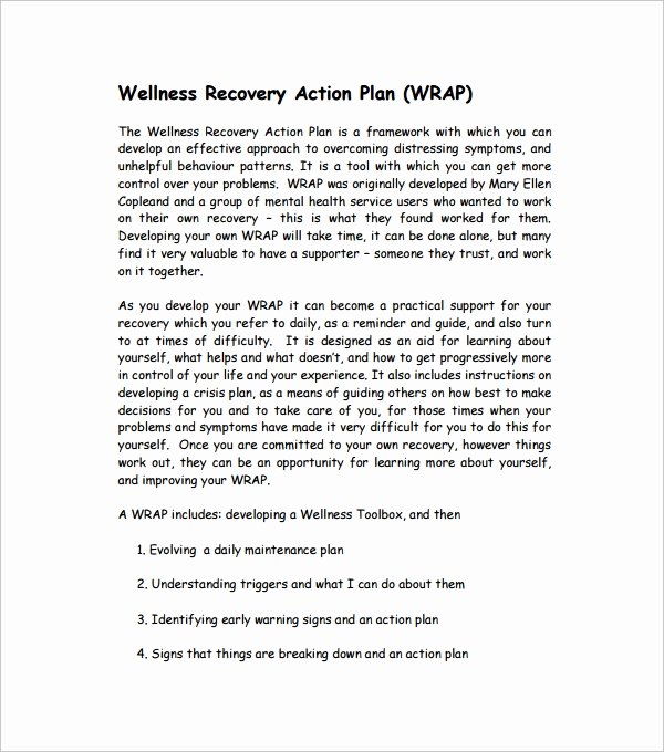 Wellness Recovery Action Plan Template Fresh Sample Action Plan Template 28 Download Free Documents