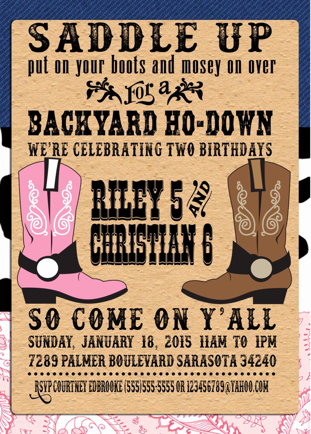 Western Party Invitation Template Beautiful Pin by Crafted by Yudi On Cowboy theme