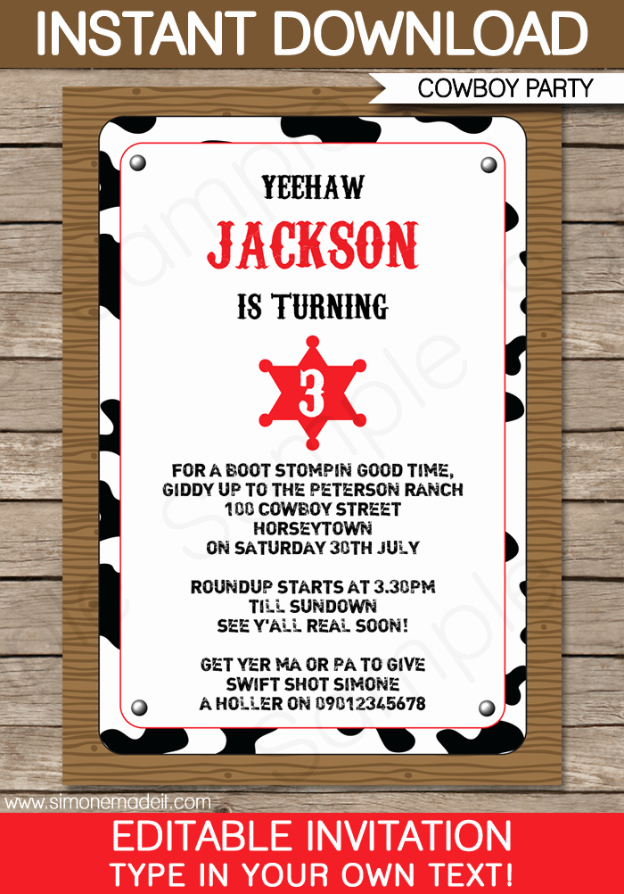 Western Party Invitation Template Inspirational Cowboy Party Invitations Template