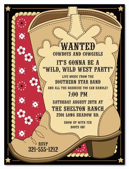 Western Party Invitation Template Unique Cowboy Invitations Template