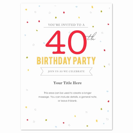 Word Invitation Template Free Awesome 40th Birthday Invitation Template Word