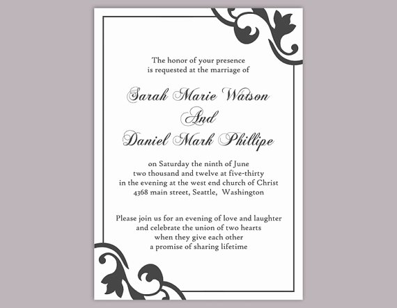 Word Wedding Invitation Template Luxury Diy Wedding Invitation Template Editable Text Word File