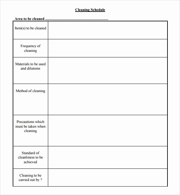 Work Cleaning Schedule Template Beautiful Sample Cleaning Schedule 17 Documents In Pdf