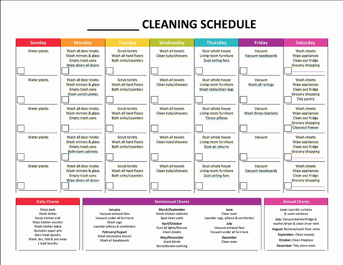 Work Cleaning Schedule Template Best Of Plete Housekeeping Printable Set