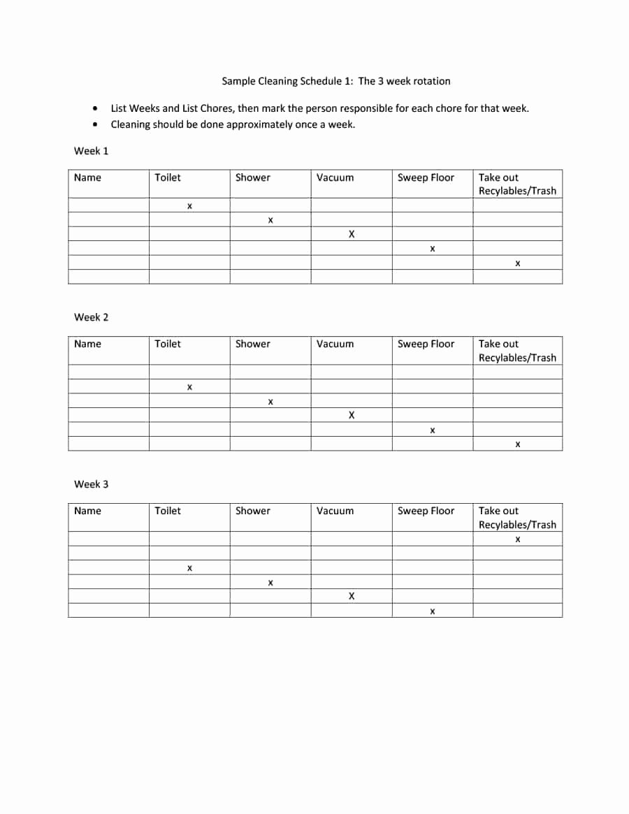 Work Cleaning Schedule Template Lovely 40 Printable House Cleaning Checklist Templates Template Lab
